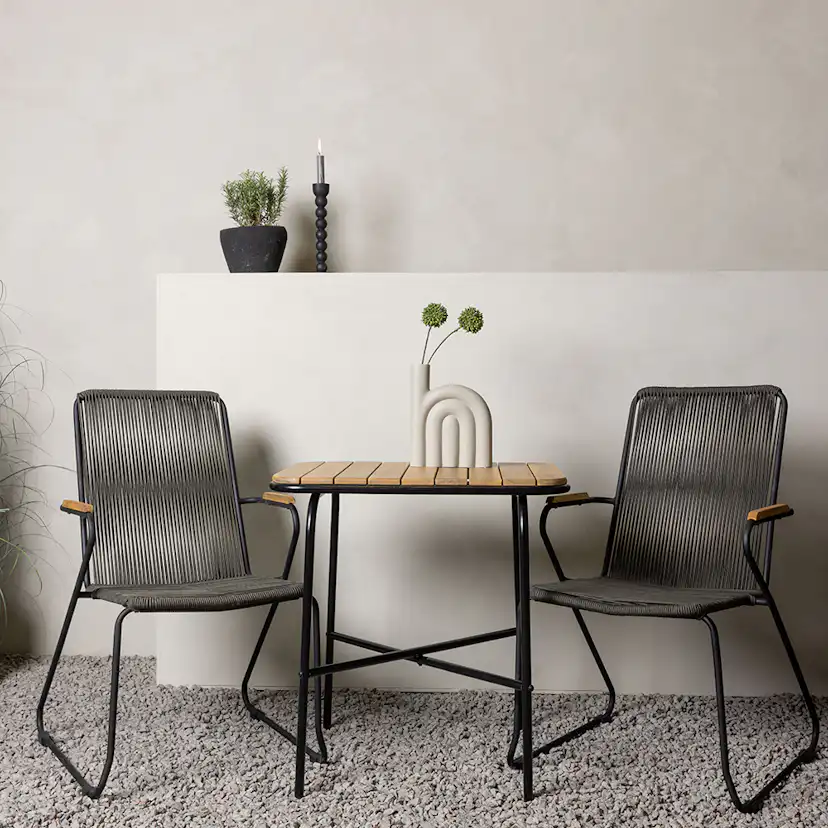 Cafégrupp Venture Home Holmbeck Bord med 2 Bois Trädgårdsstolar Utomhus