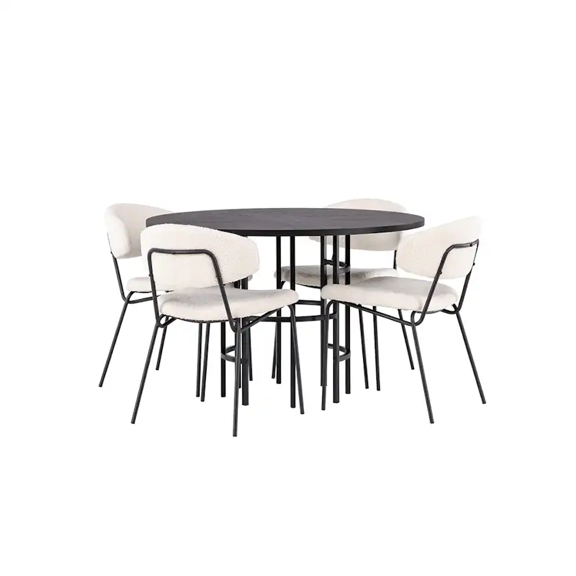 Matgrupp Venture Home Copenhagen Ø 115 cm med 4 Chico Stolar