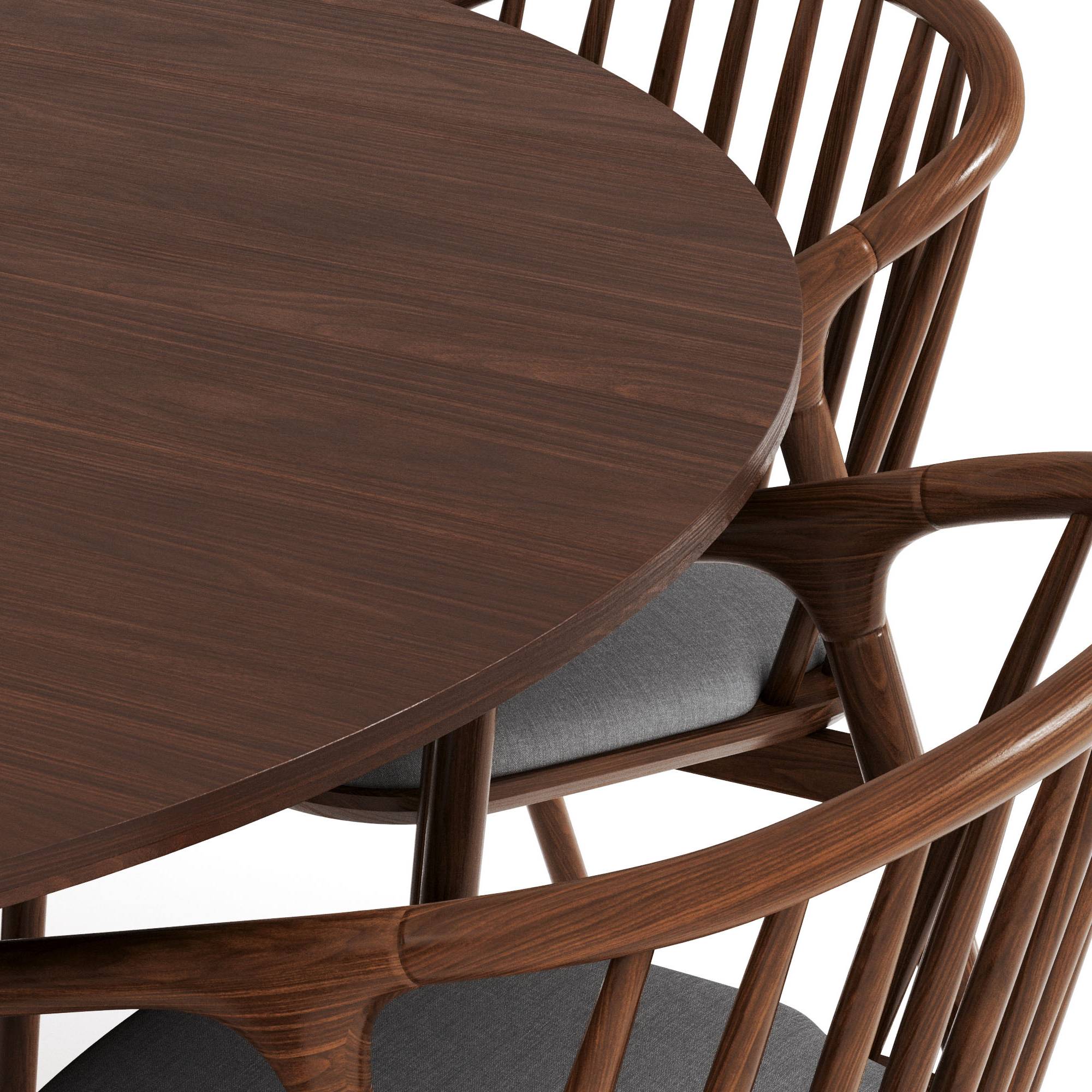 Matgrupp Bark Kopparbo Runt Matbord 150 cm med 6 Noira Matstol