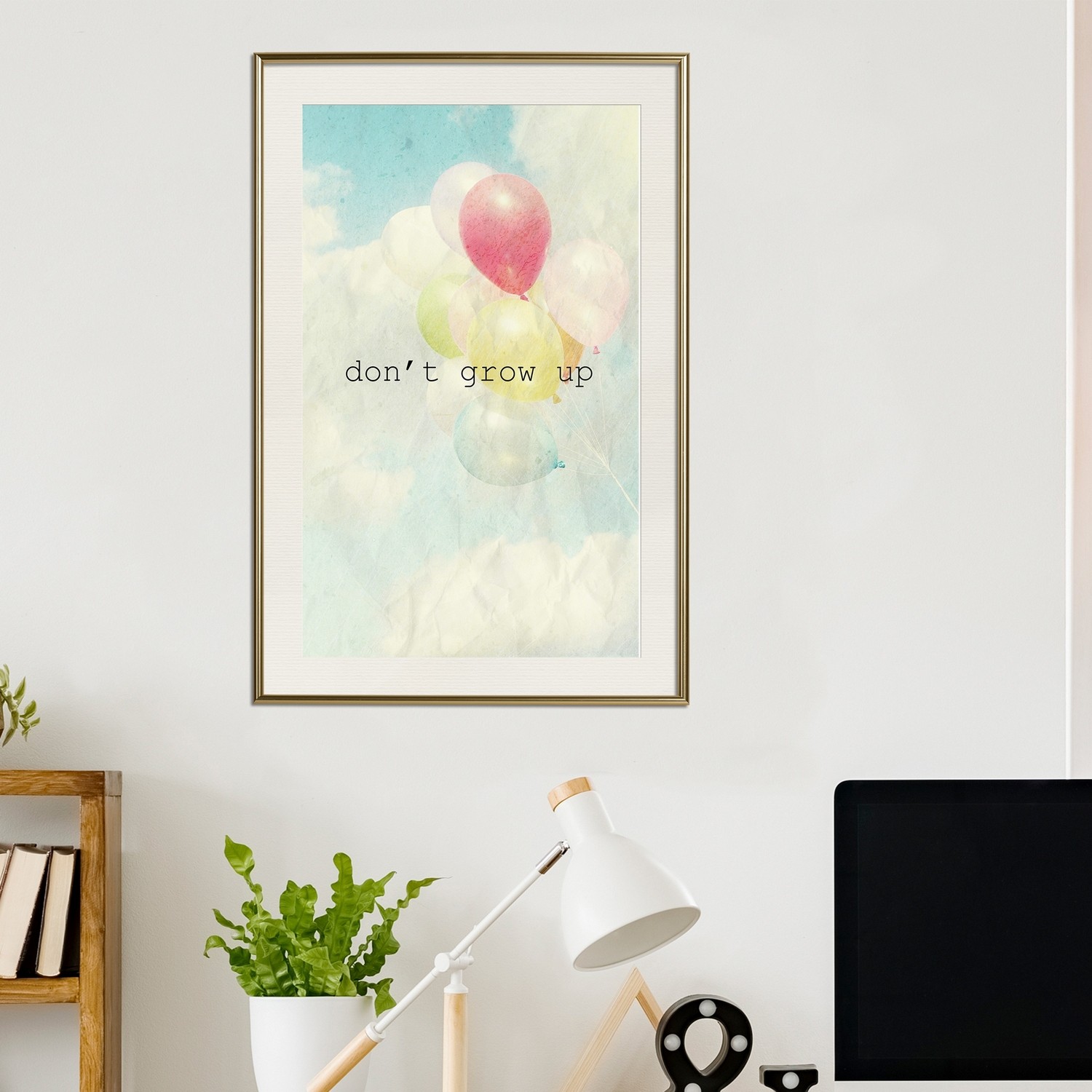 Affisch - Don't Grow Up [Poster] 20x30 Guld ram med passepartout, 20x30 cm