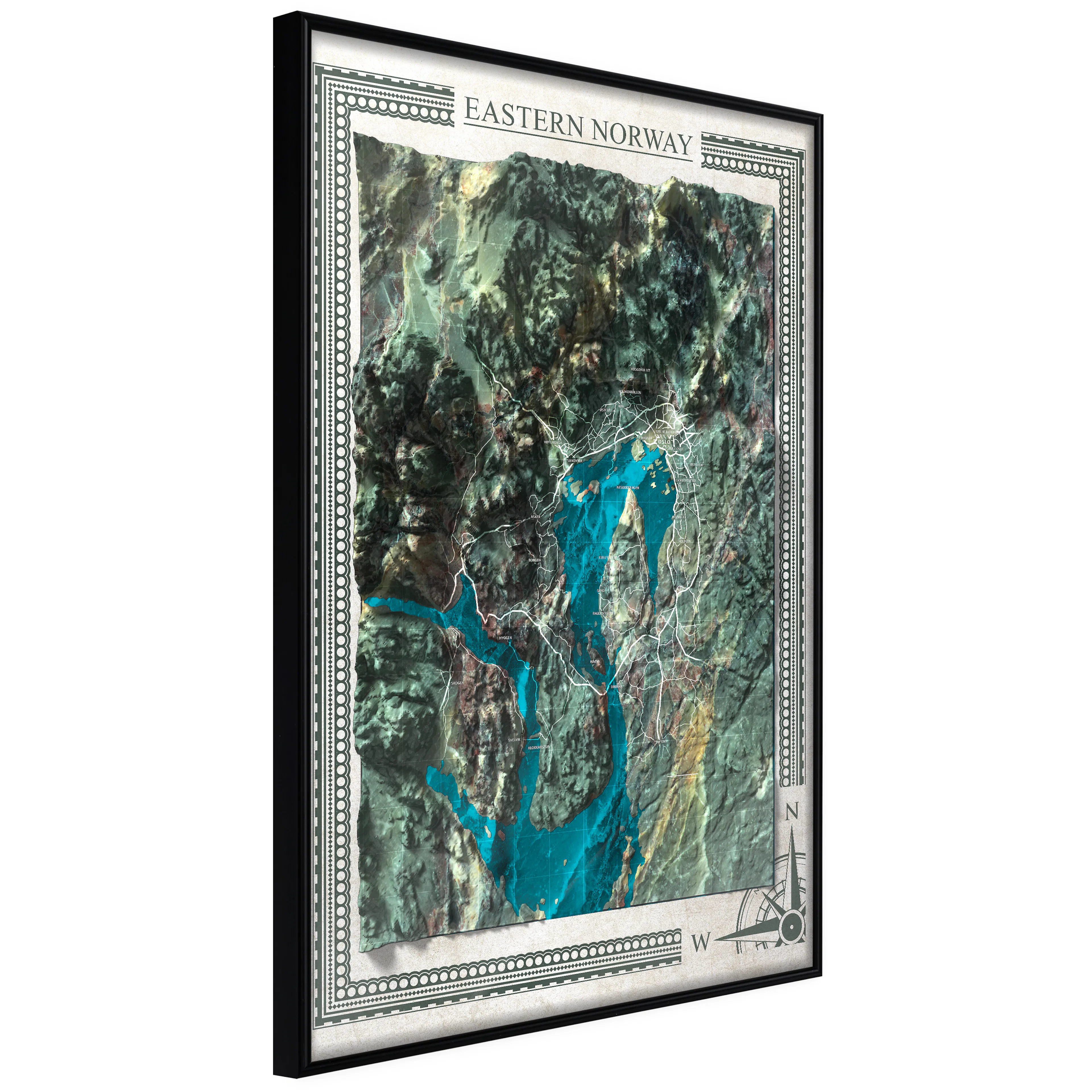 Affisch - Isometric Map: Eastern Norway [Poster] 20x30 Svart ram, 20x30 cm
