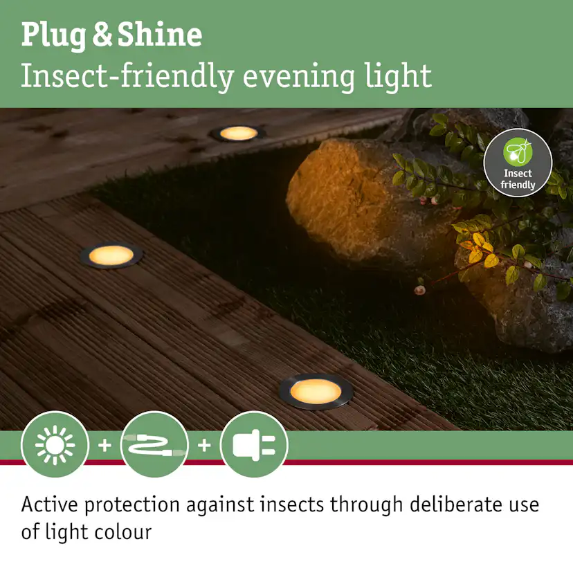 LED Infälld Markbelysning Paulmann Plug & Shine Floor Eco IP67 24V 3-pack med Kabel & Transformator