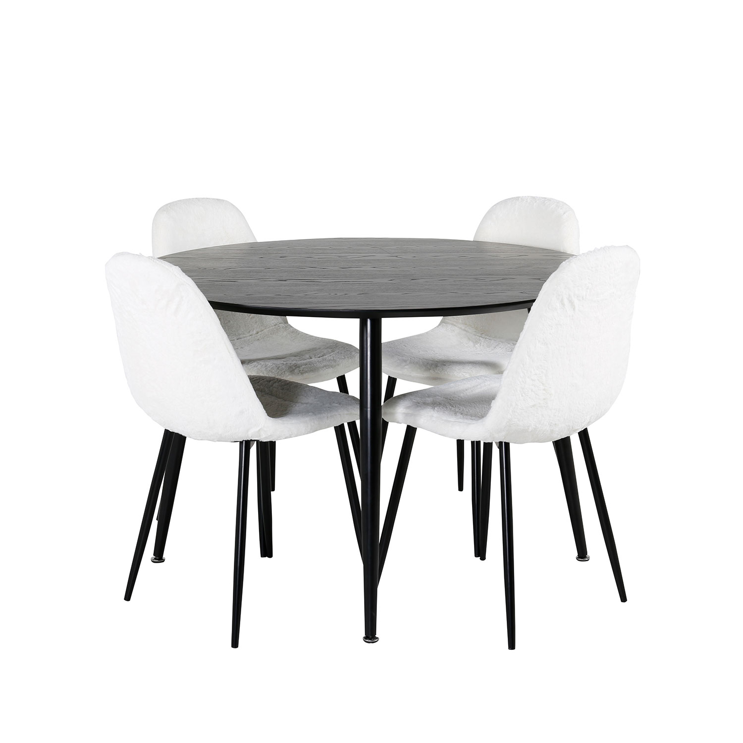 Dipp Dining Table - 115cm - Black Veneer / All black legs , Svart/Vit
