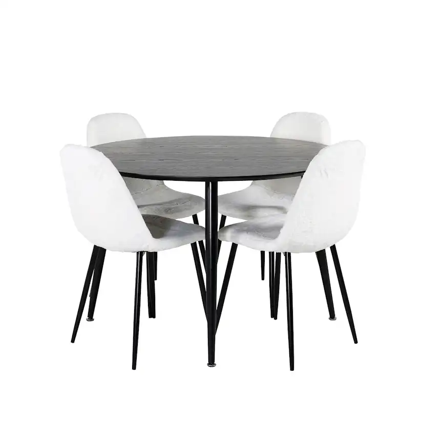 Dipp Dining Table - 115cm - Black Veneer / All black legs , Svart/Vit