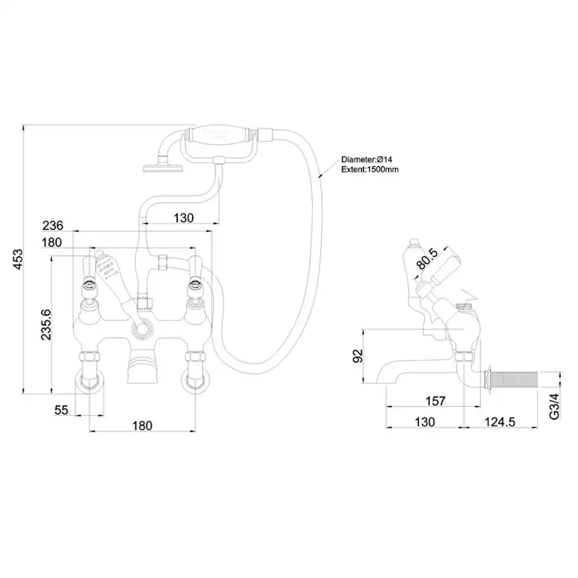 Dusch- och Badkarsblandare Burlington CL21 Kensington