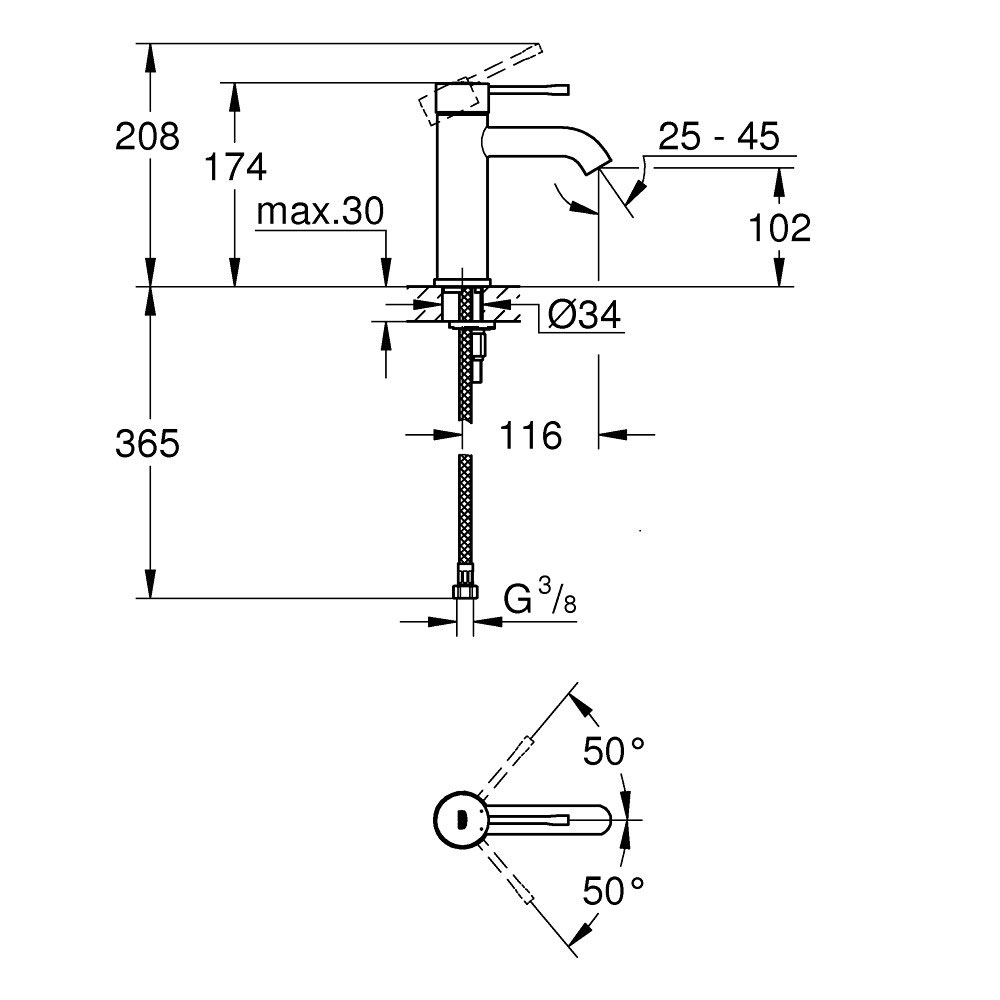 Tvättställsblandare Grohe Essence 23590 Mattsvart Grafit