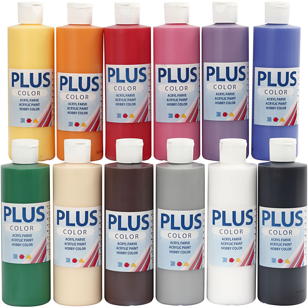Hobbyfärg Creativ Company Plus Color Standardfärger 12x250 ml/1 Förp