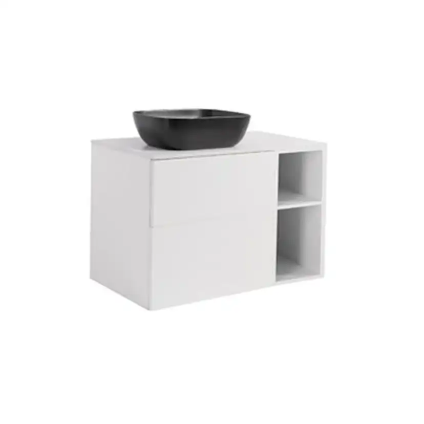 A IS60+30Ö MVIT BSVIT+TS REKSV Färg: Mattvit, Färg Tvättställ: Svart, Färg Bänkskiva: Vit, Rektangulär Form, Storlek: 740x908 mm