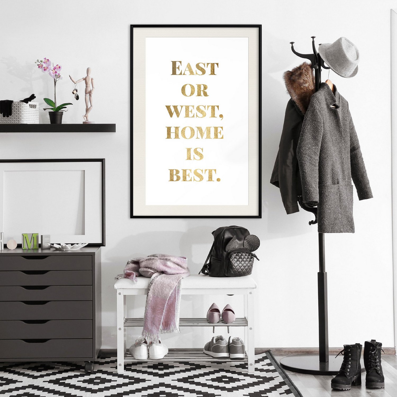 Poster Artgeist Affisch Gold Home Is Best