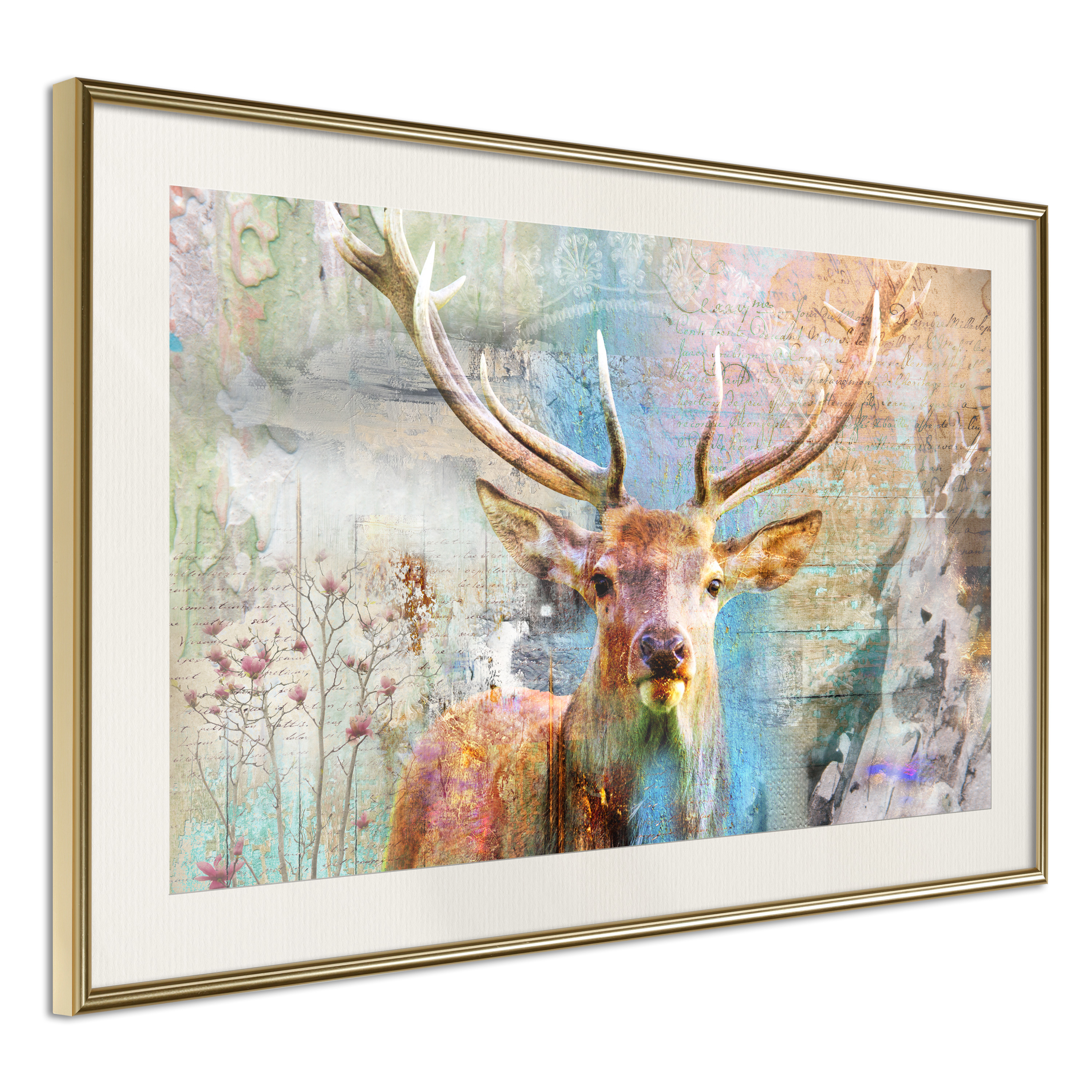 Poster Artgeist Affisch Deer on Wood