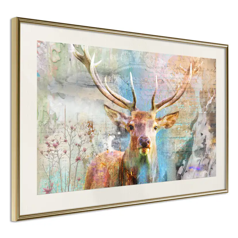 Poster Artgeist Affisch Deer on Wood