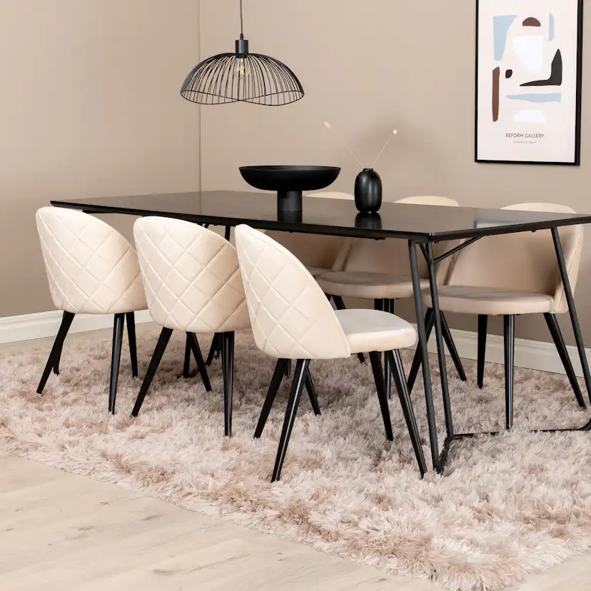 Matgrupp Venture Home Annika med 6 Valentina Stitcthes Stolar Sammet