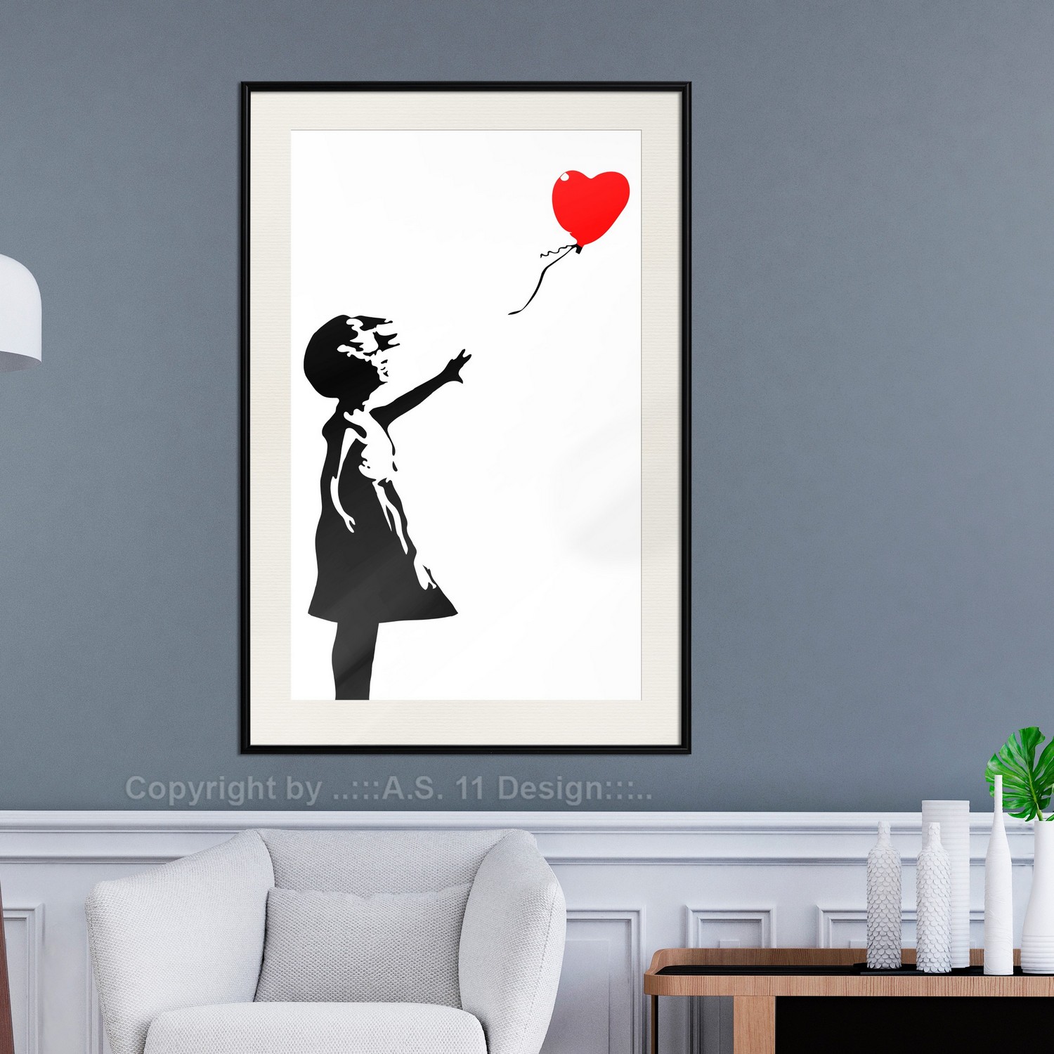 Poster Artgeist Affisch Little Girl with a Balloon