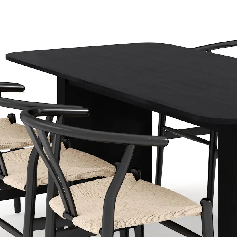 Matgrupp Bark Kopparbo Rektangulärt Matbord 180-240 cm Förlängningsbartt med 6 Dastoori Matstol
