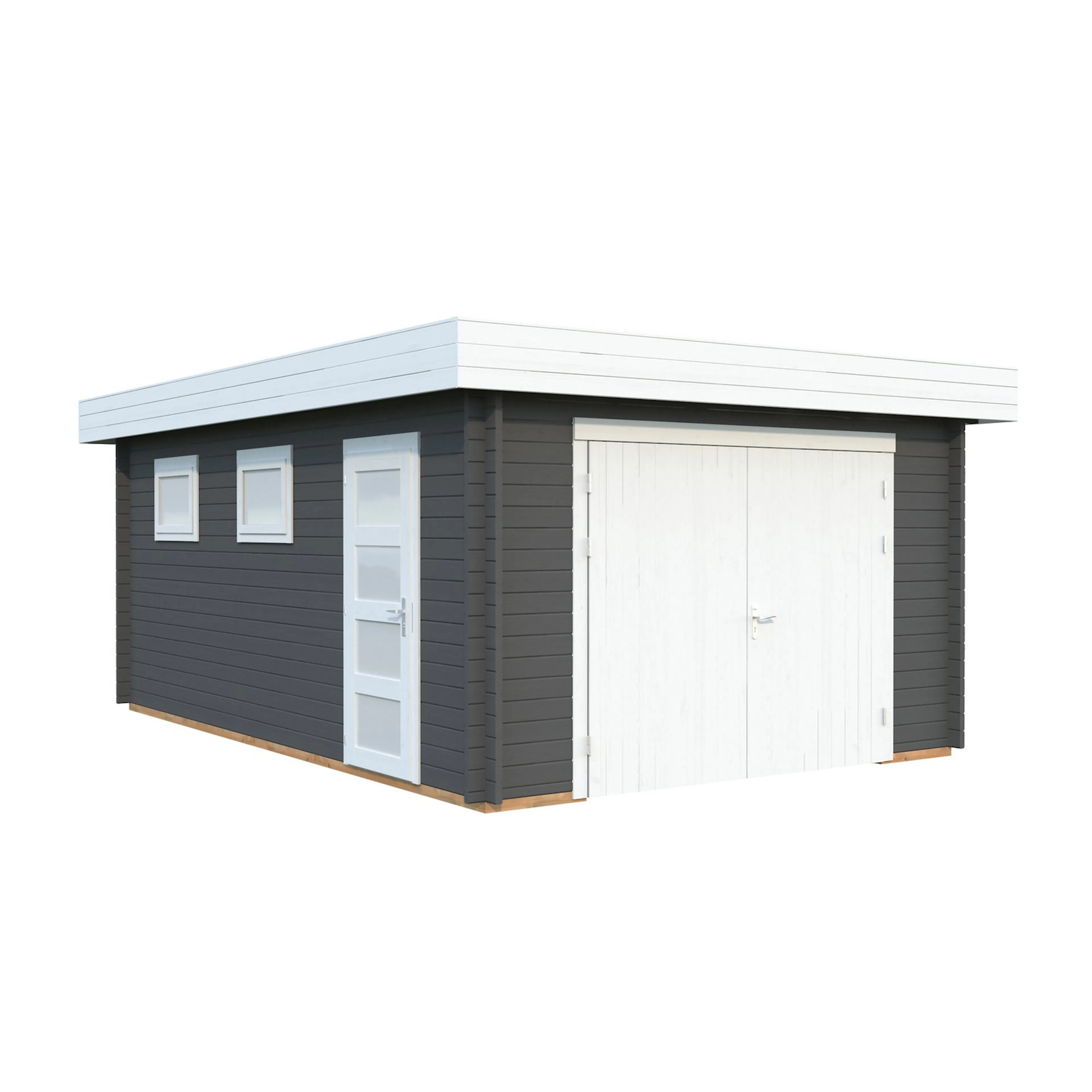 Rasmus 19,0 m2 mit Holztor PNT7012W2 Mörkgrå/Vit