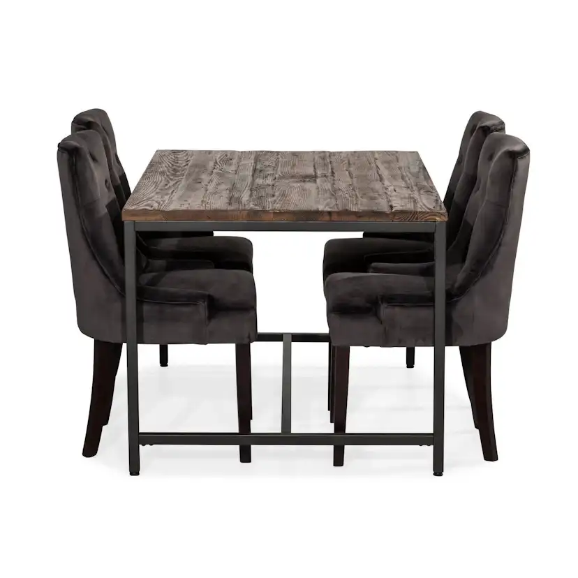 Matgrupp Bloomington Wilmer Rektangulär 140 cm med 4 Viktoria Matstol Sammet