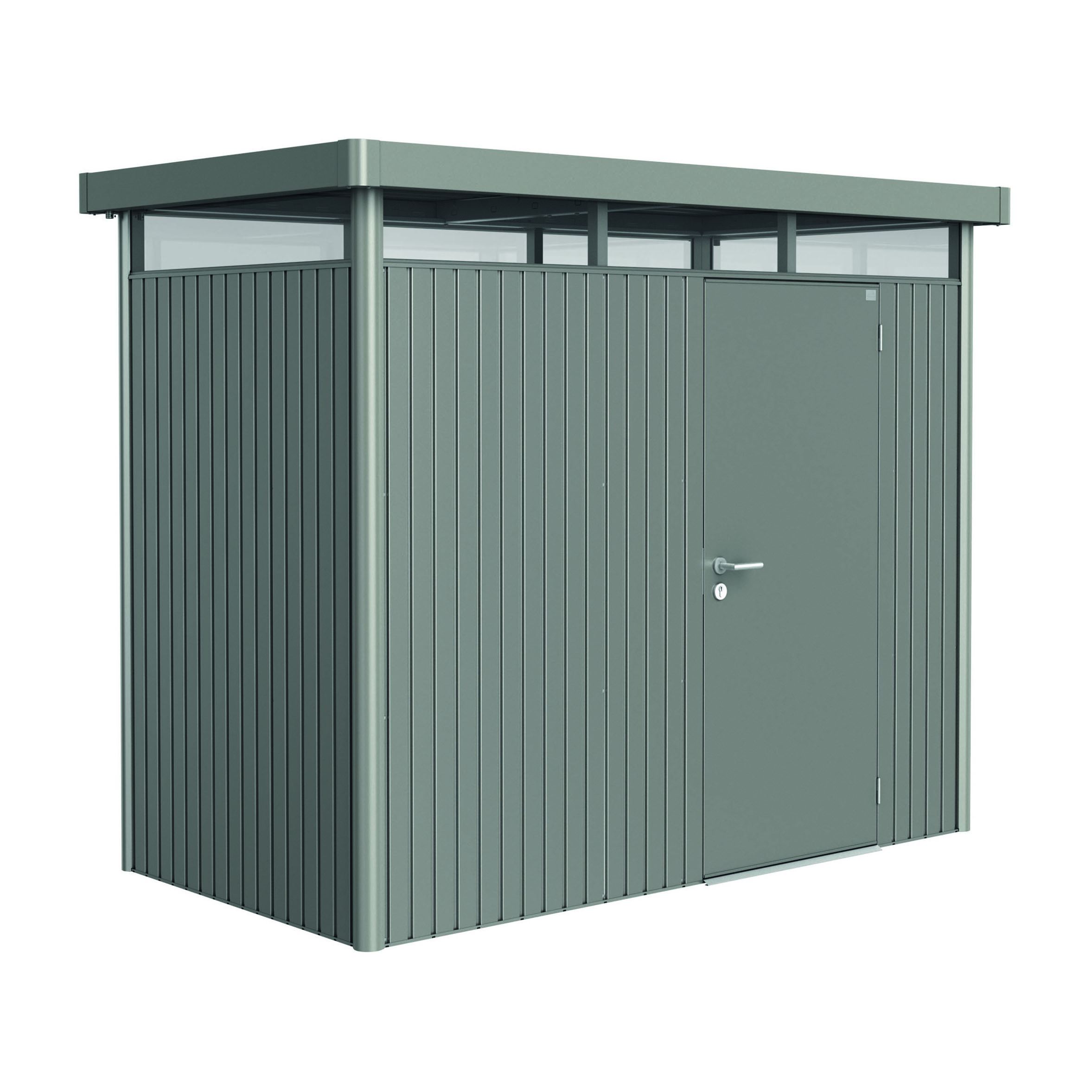 Garden shed HighLine size H1 metallic quartz grey with stand Metallic Kvartsgrå