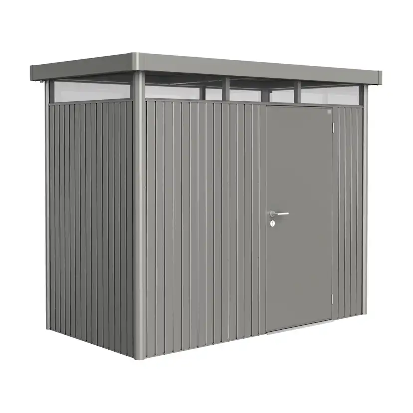 Garden shed HighLine size H1 metallic quartz grey with stand Metallic Kvartsgrå
