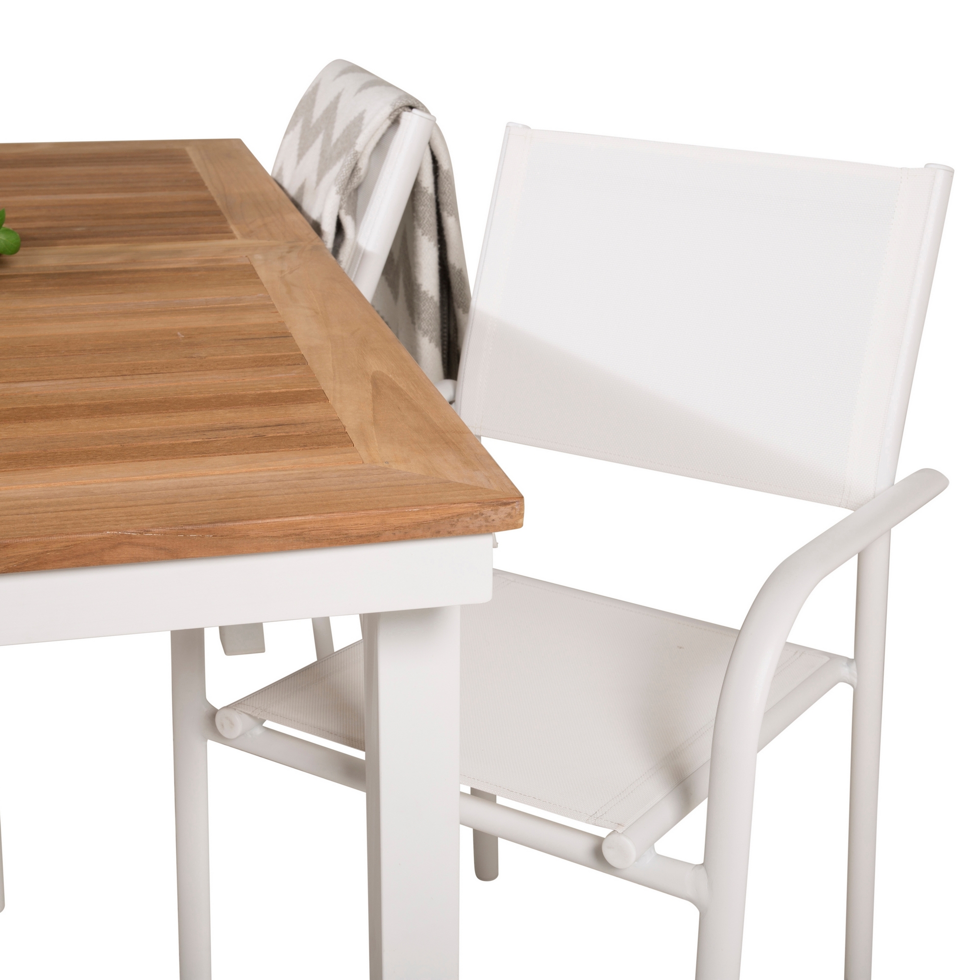 Panama Dining Table 160/240*90 - White Alu / Teak+Santorini Vit/Natur, Blanka Ben