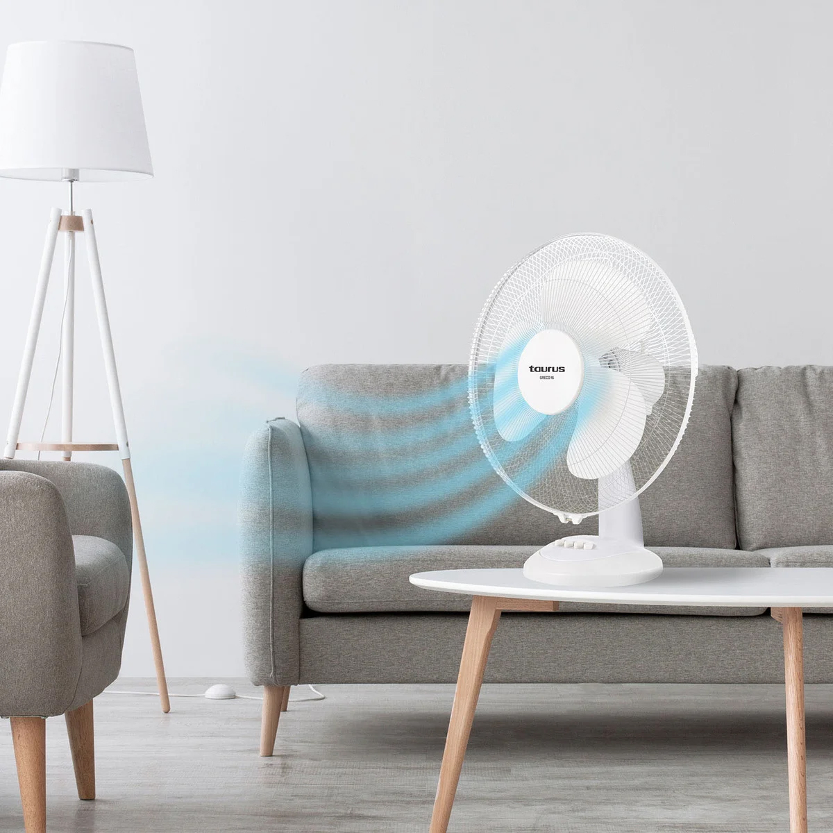 Bordsfläkt TAURUS Greco 16 Vit Skrivbordsfläkt 45W Oscillerande