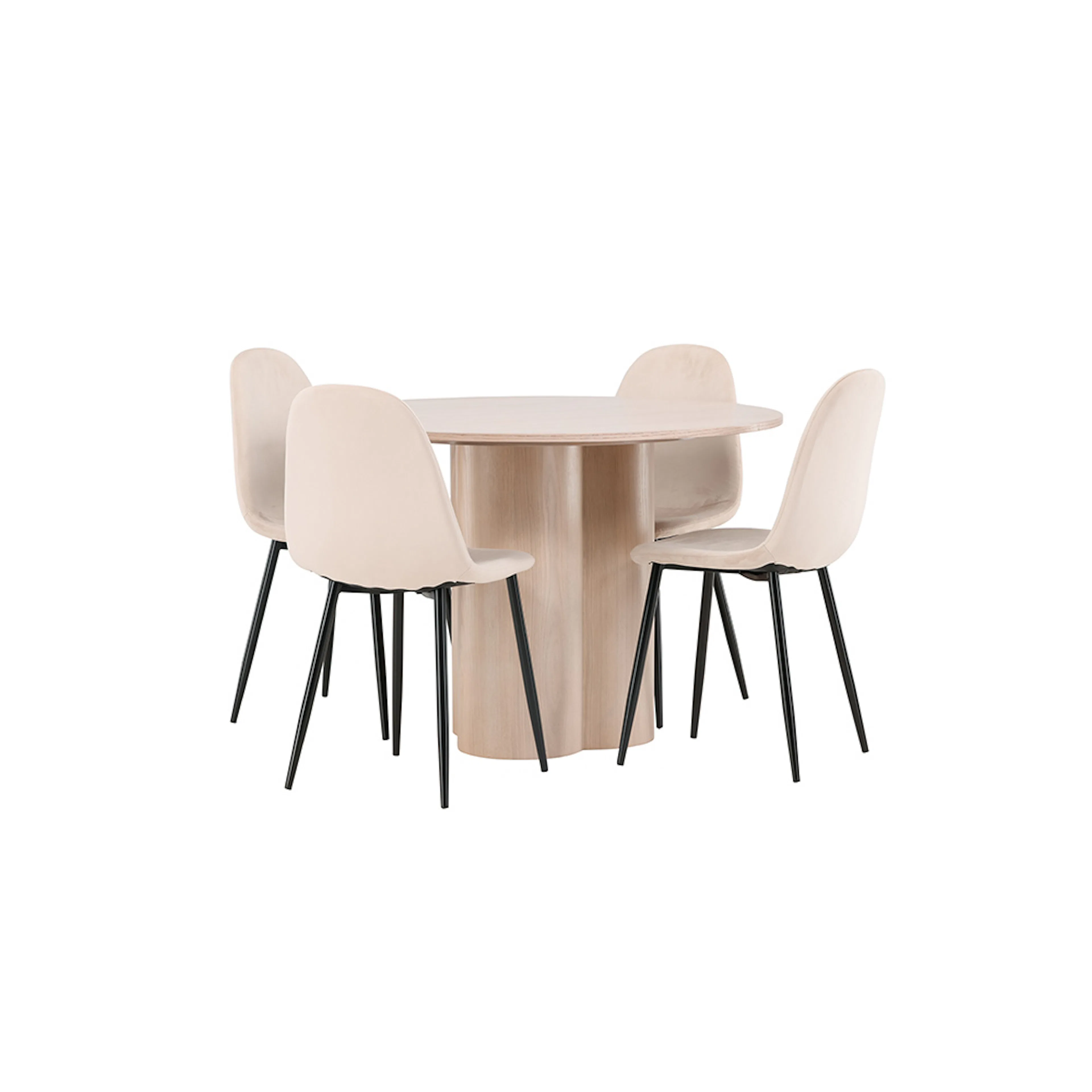 OliviaDiningTable-WhiteWashVeneer+PolarDiningChair-Blacklegs Natur