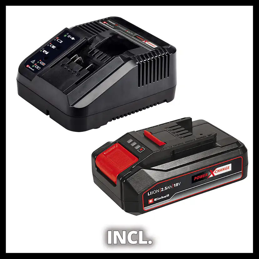 Slagborrmaskinskit Einhell TE-CD 18/2 Li-i med 1x2,5 Ah Batteri och 22 delars Bit- och Borrset