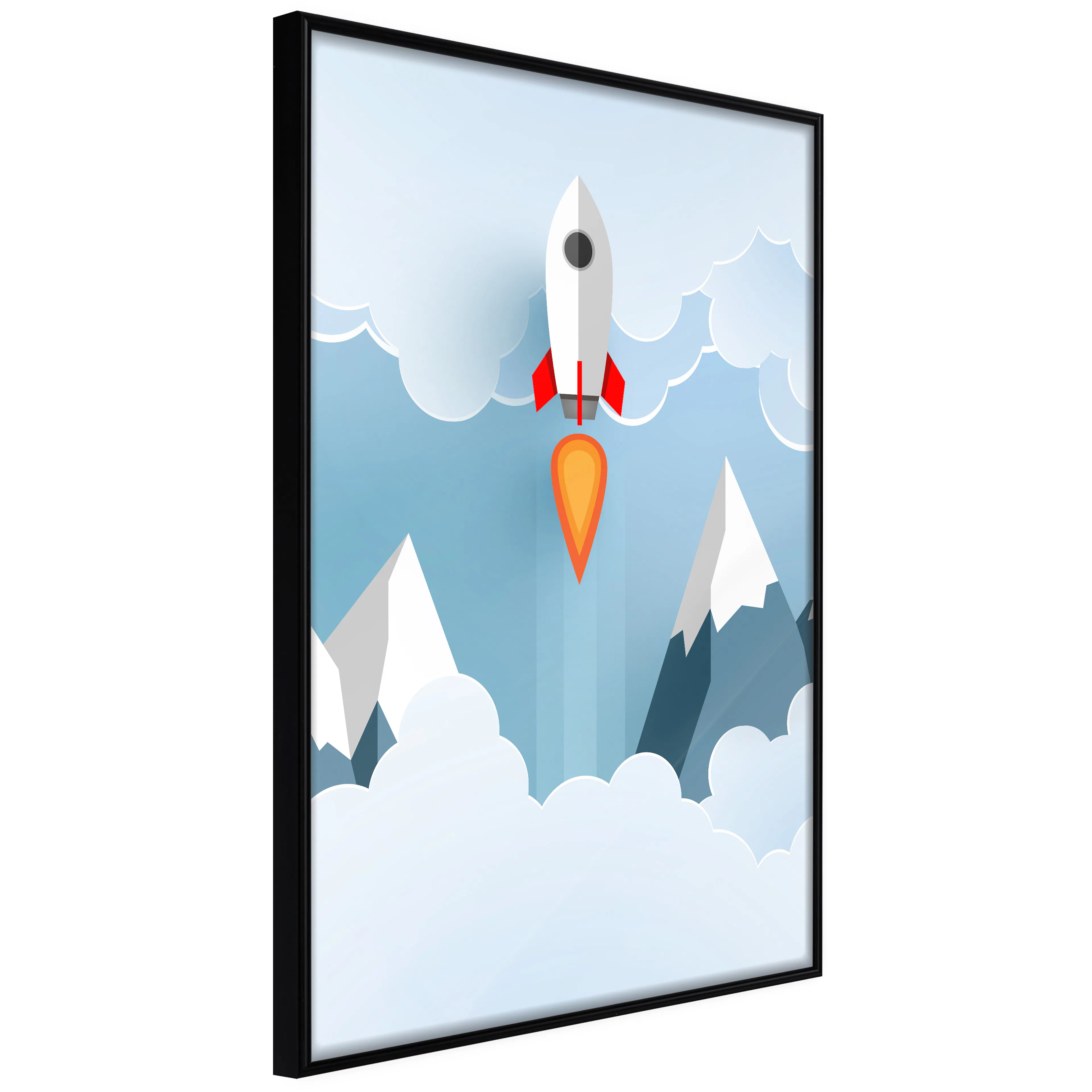Affisch - Rocket in the Clouds [Poster] 30x45 Svart ram, 30x45 cm