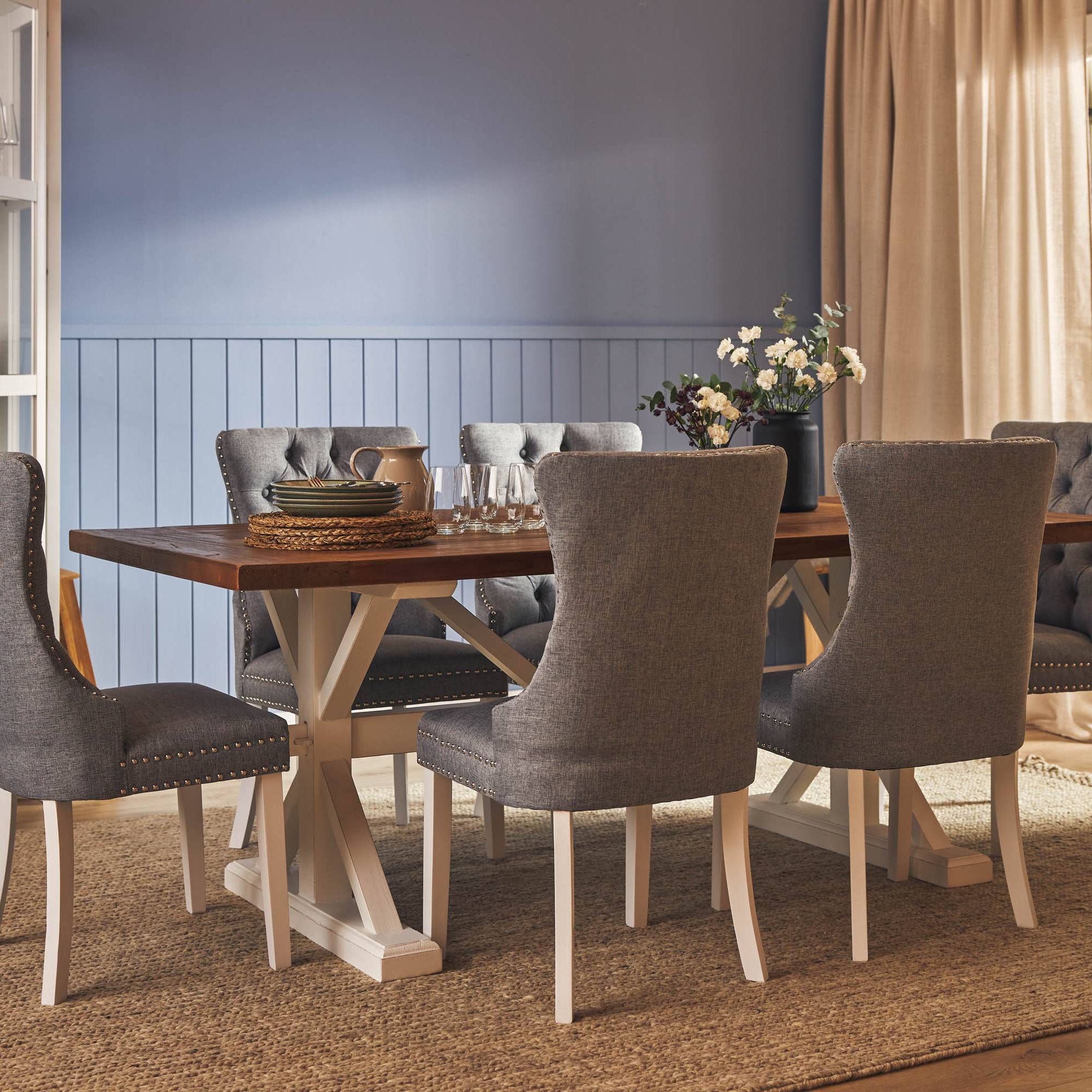 Matgrupp Bloomington Lyon Rektangulärt Matbord 200-290 cm Förlängningsbartt med 6 Bergviken Matstol