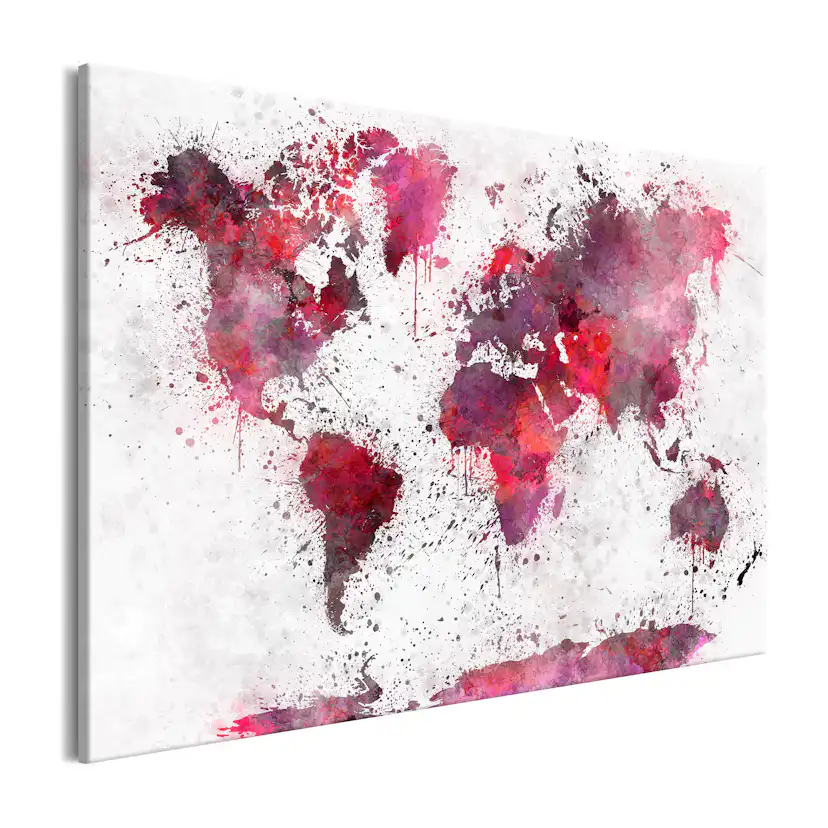 Tavla Arkiio World Map Röd Akvarellfärg