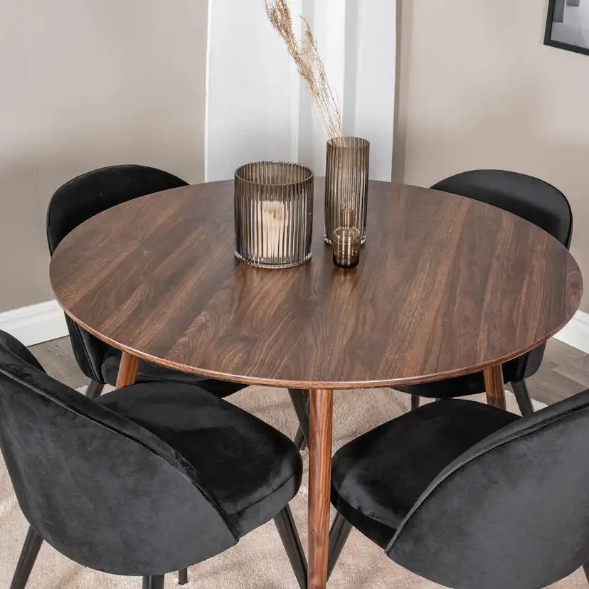 Matgrupp Venture Home Plake med 4 Valentina Stolar Sammet Runt