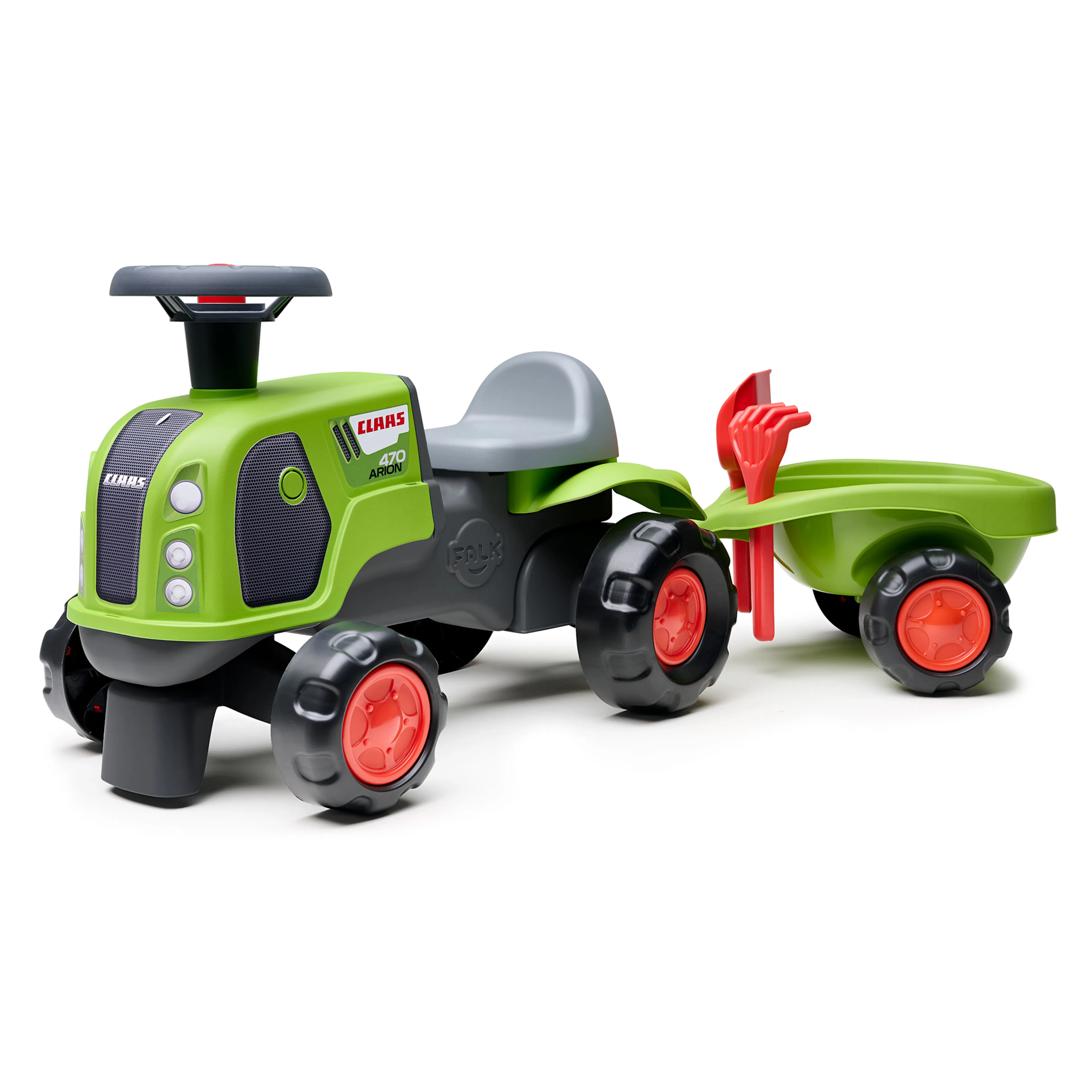 Traktor Falk Claas Med Ratt, Tuta, Släpvagn, Kratta & Lastskopa
