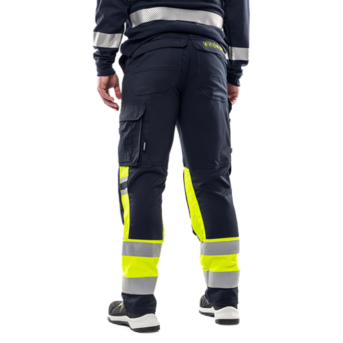 Flamestat byxa stretch 2162 ATHF, kl 1 Storlek: D84, Gul/Marinblå