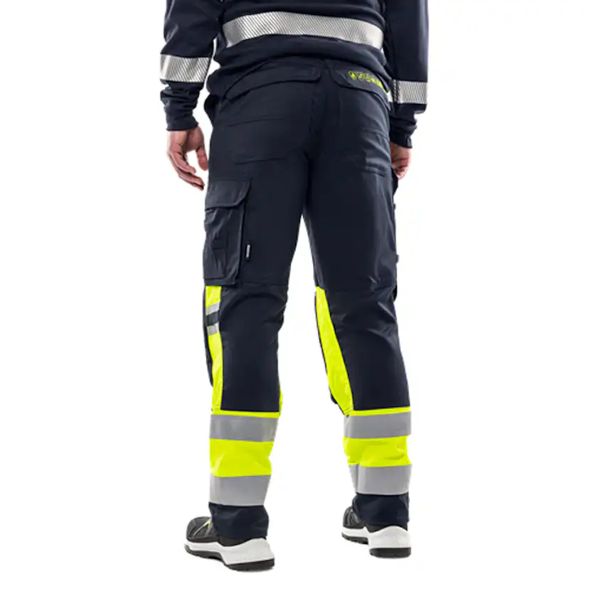 Flamestat byxa stretch 2162 ATHF, kl 1 Storlek: D84, Gul/Marinblå