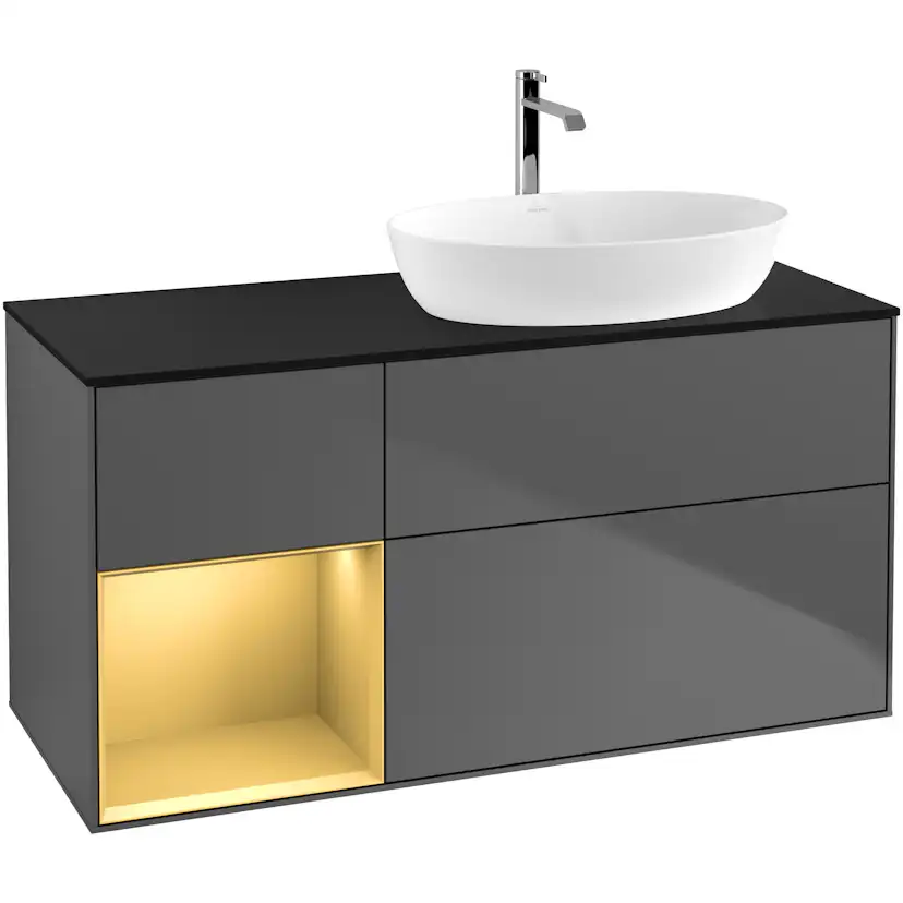 Tvättställsskåp Villeroy & Boch Finion med 3 Lådor Hylla och Bänkskiva för Ocentrerat Tvättställ från Artis & Collaro