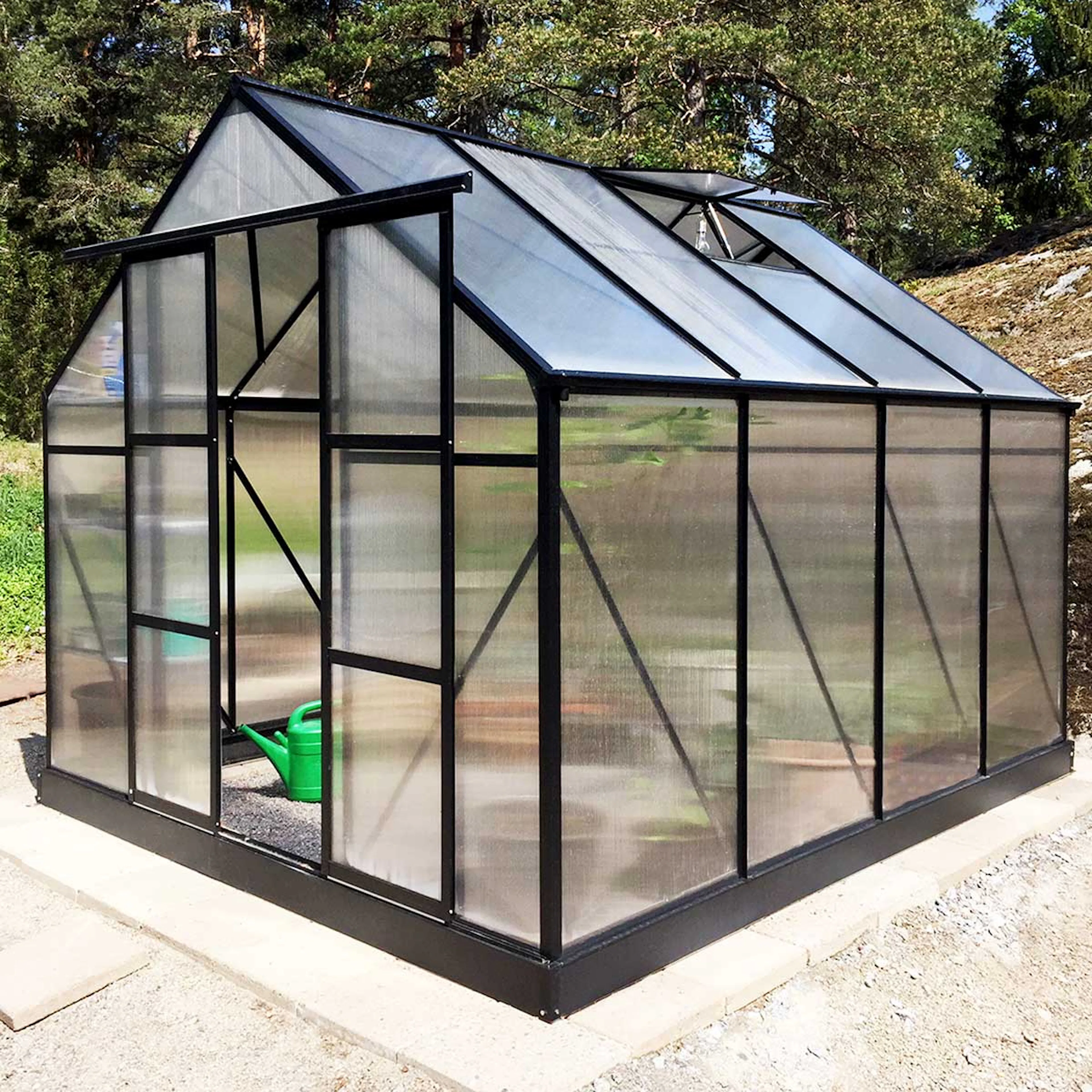 Växthus 7,2m² Kanalplast - Färg: Svart (142-1-57) Svart