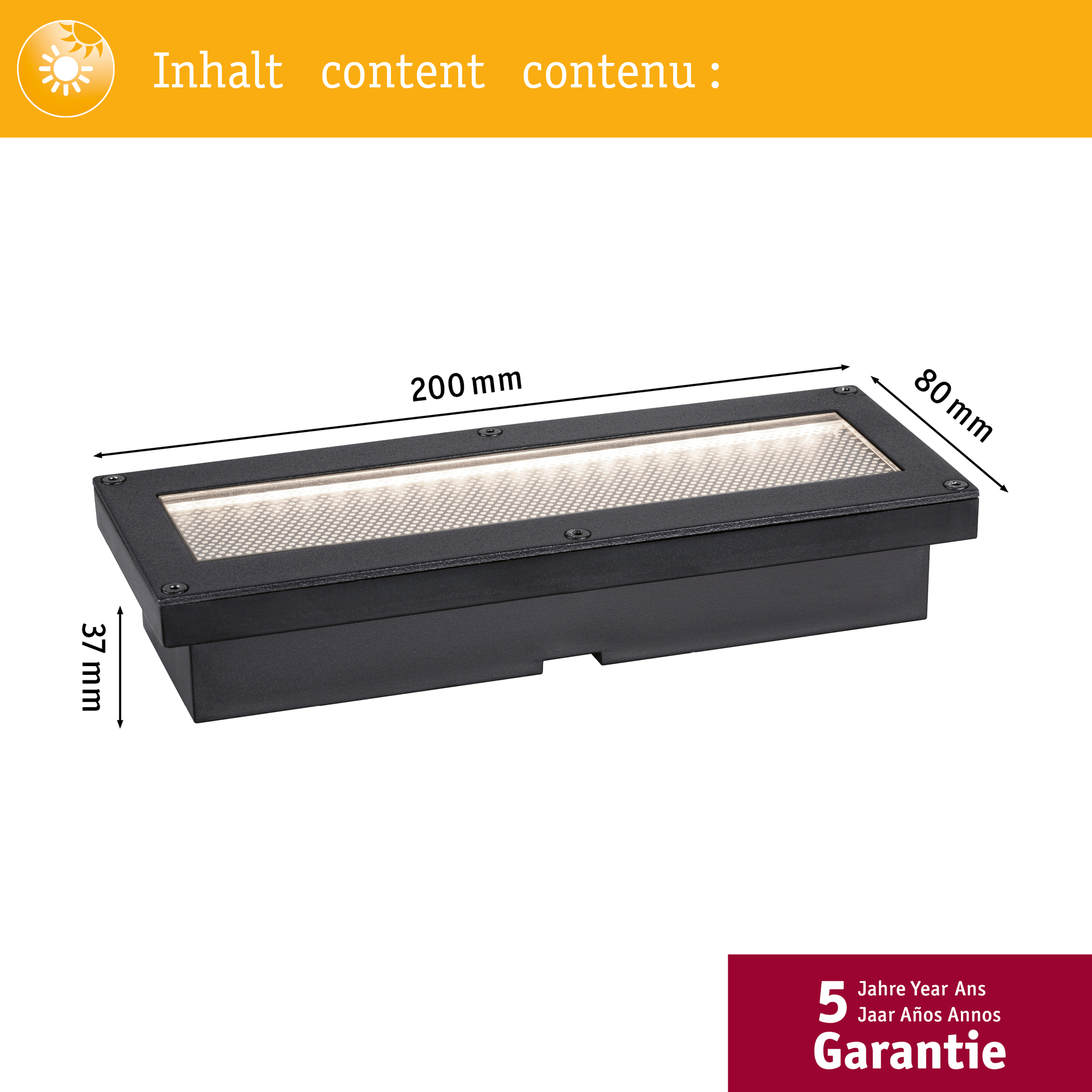 Infälld Markbelysning Paulmann Domenic Solcell IP67 Bredd: 200 mm