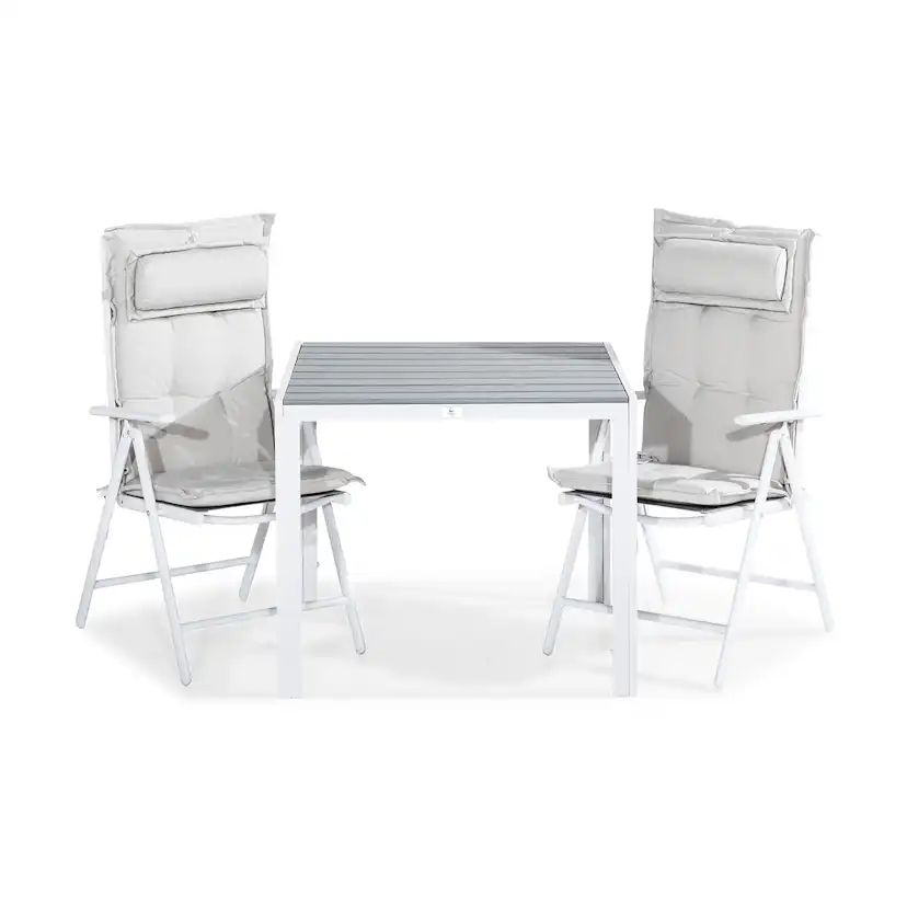 Trädgårdsgrupp Comfort Garden Tunis Matgrupp Utomhus 90x90 + 2 Maggie Positionsstol m Dyna