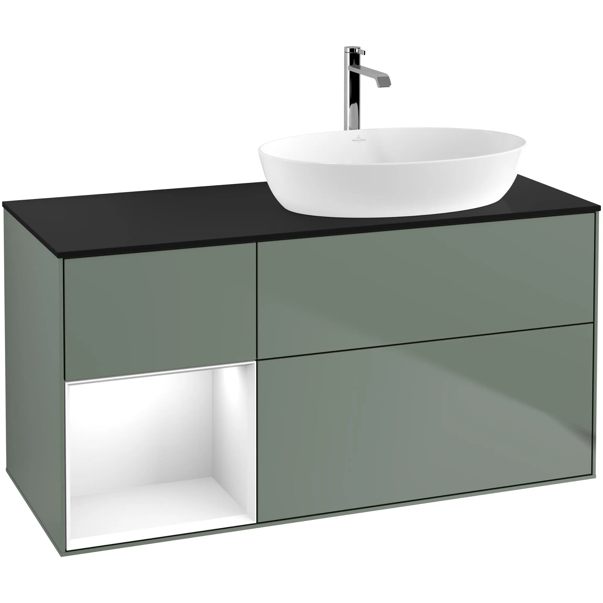 Tvättställsskåp Villeroy & Boch Finion med 3 Lådor Hylla och Bänkskiva för Ocentrerat Tvättställ från Artis & Collaro