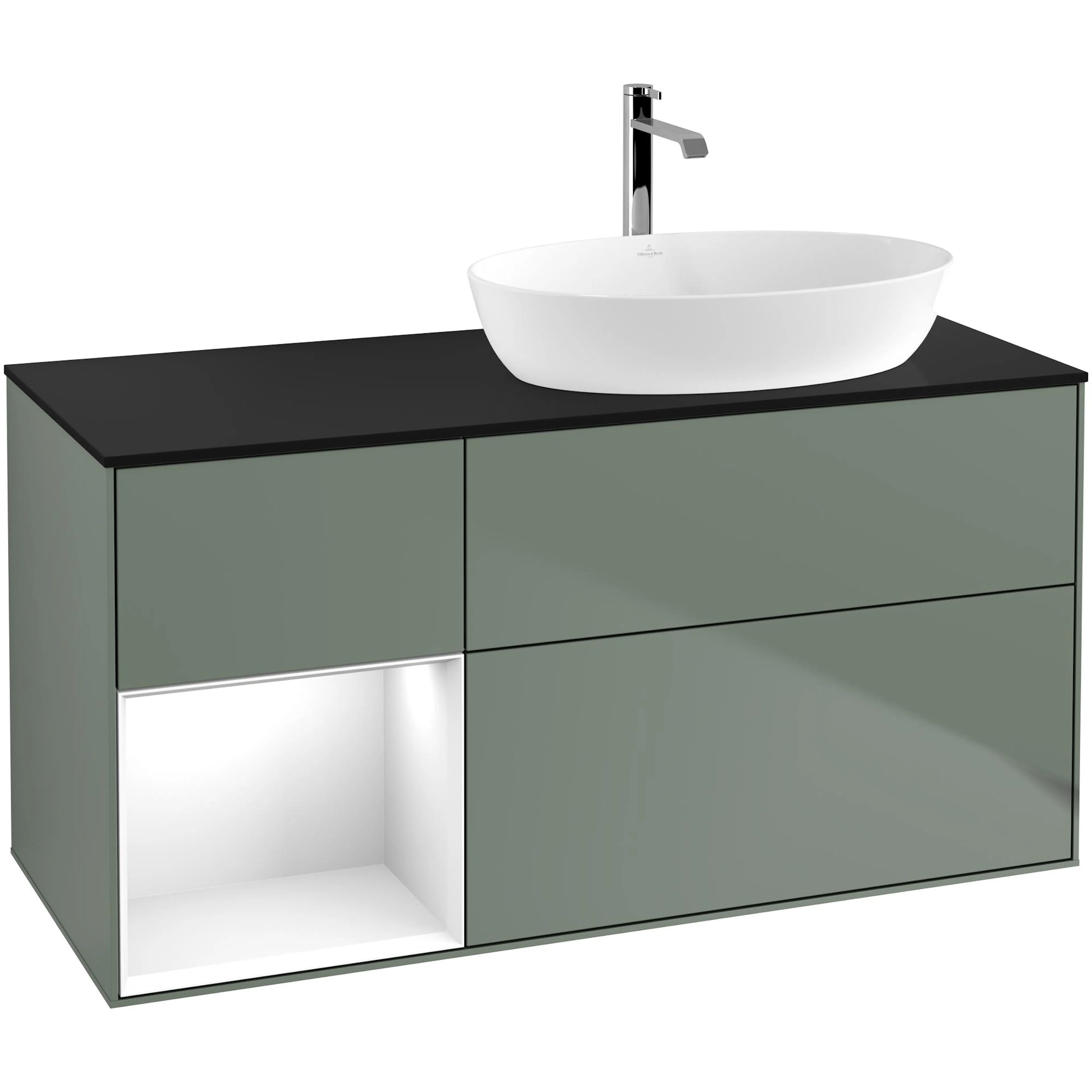Tvättställsskåp Villeroy & Boch Finion med 3 Lådor Hylla och Bänkskiva för Ocentrerat Tvättställ från Artis & Collaro