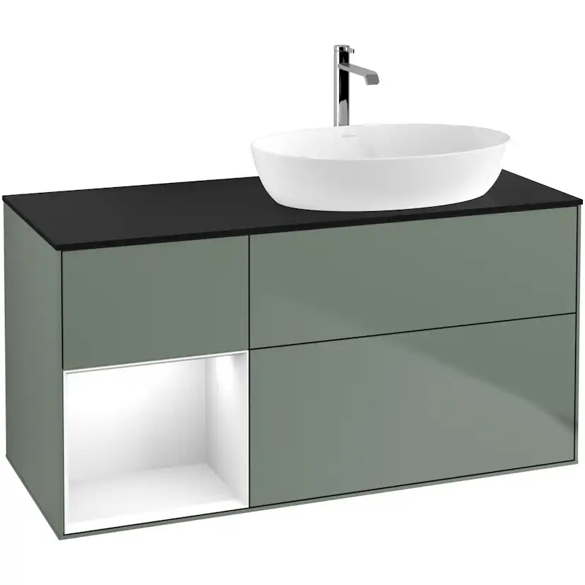 Tvättställsskåp Villeroy & Boch Finion med 3 Lådor Hylla och Bänkskiva för Ocentrerat Tvättställ från Artis & Collaro