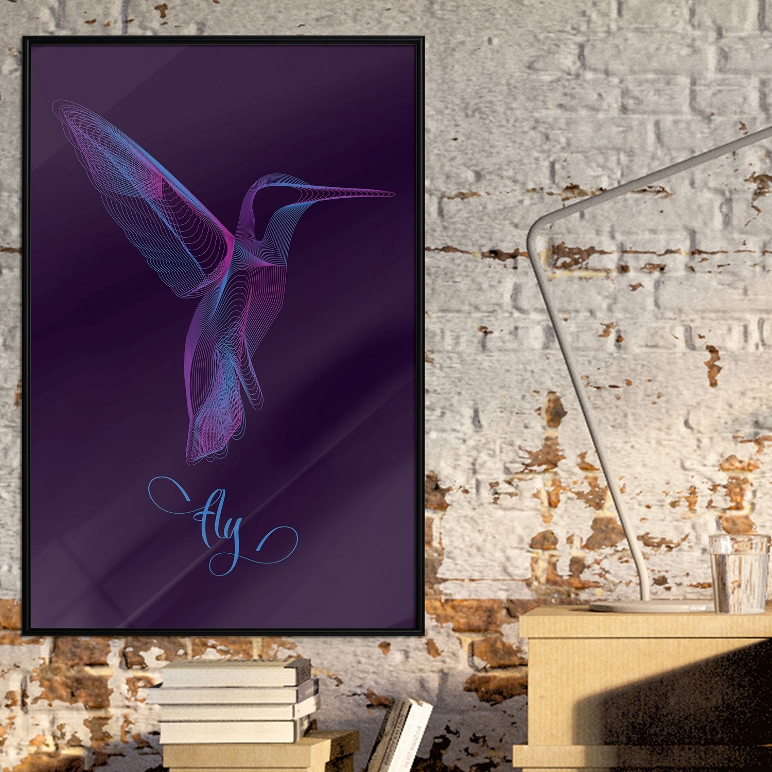 Affisch - Purple Hummingbird [Poster] 20x30 Svart ram, 20x30 cm