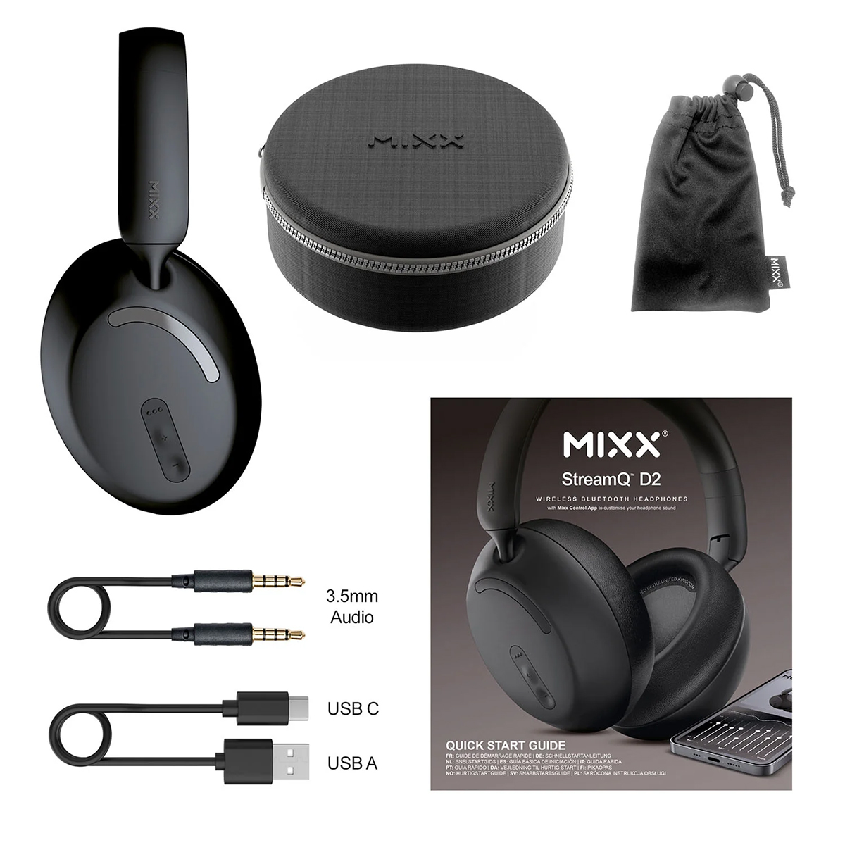 Hörlurar MIXX StreamQ D2 Over-Ear Trådlös - Perfekt för Musik & Samtal