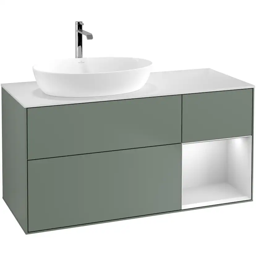 Tvättställsskåp Villeroy & Boch Finion med 3 Lådor Hylla och Bänkskiva för Ocentrerat Tvättställ från Artis & Collaro