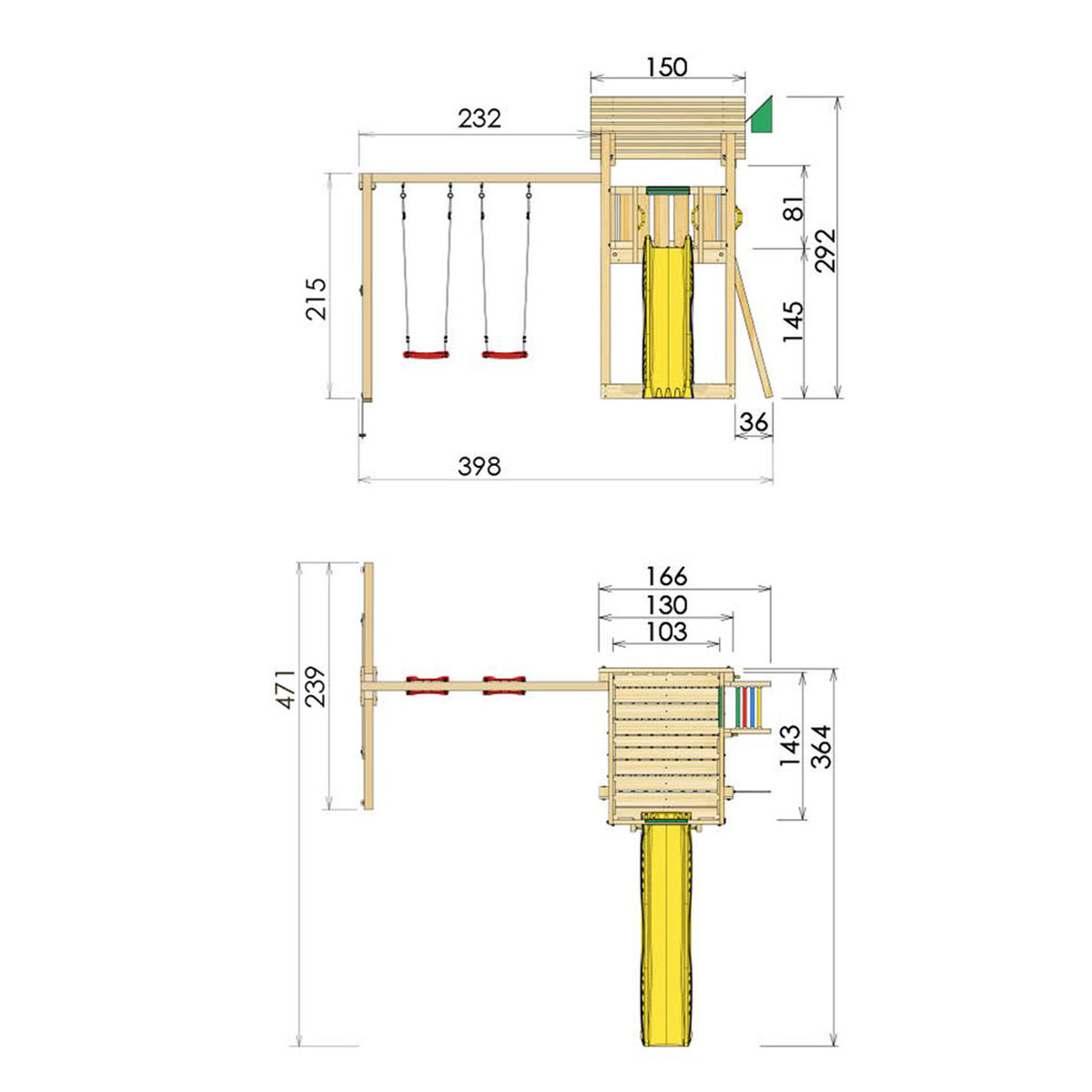 Lektorn Jungle Gym Shelter inkl. Swing Modul X'tra och rutschkana