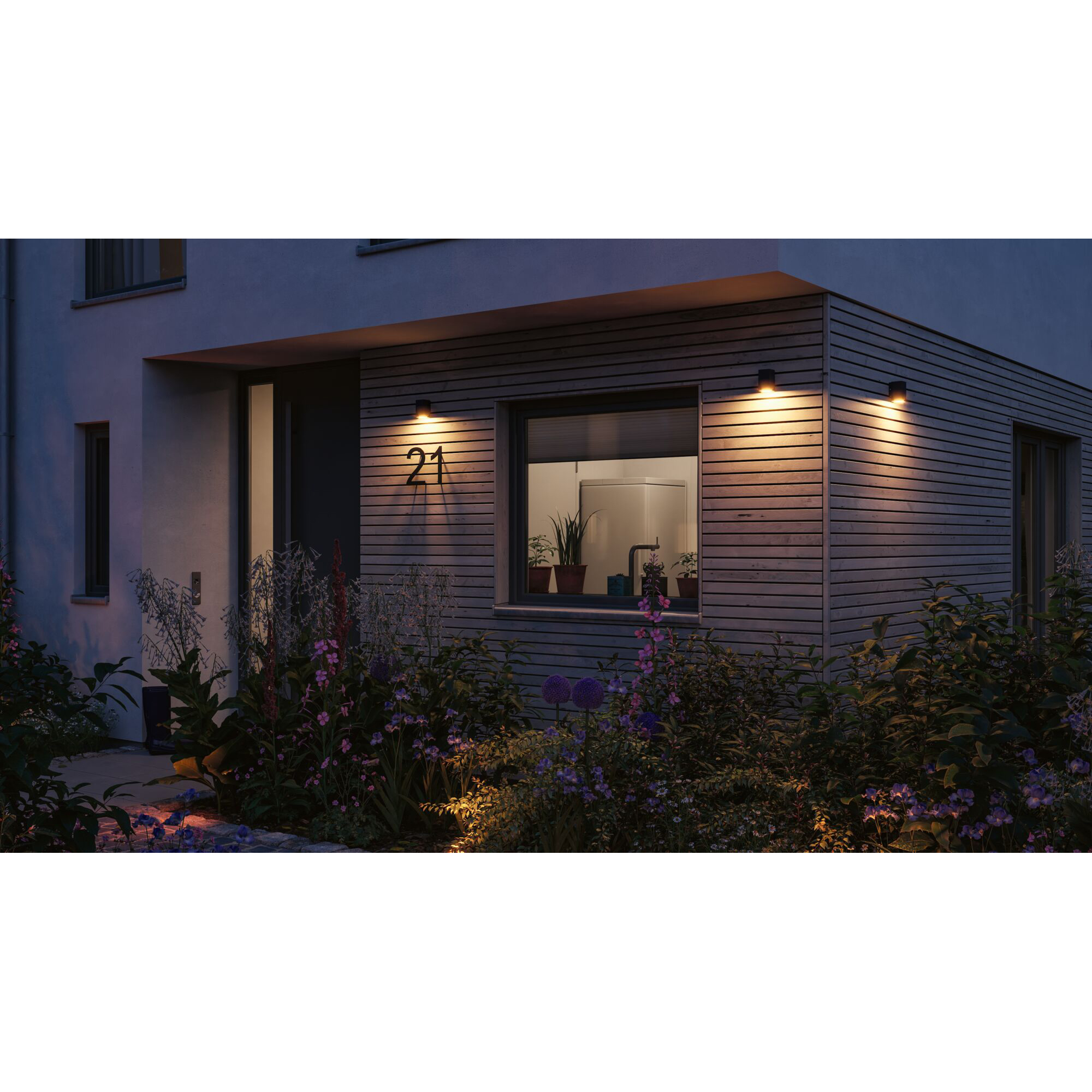 Fasadbelysning Paulmann Flame LED Nedåtljus IP44 230V Färg: Antracit, Ljus: Gold Light (insektevänlig)