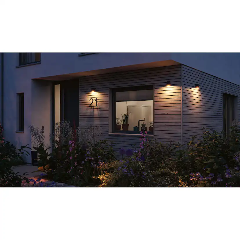 Fasadbelysning Paulmann Flame LED Nedåtljus IP44 230V Färg: Antracit, Ljus: Gold Light (insektevänlig)