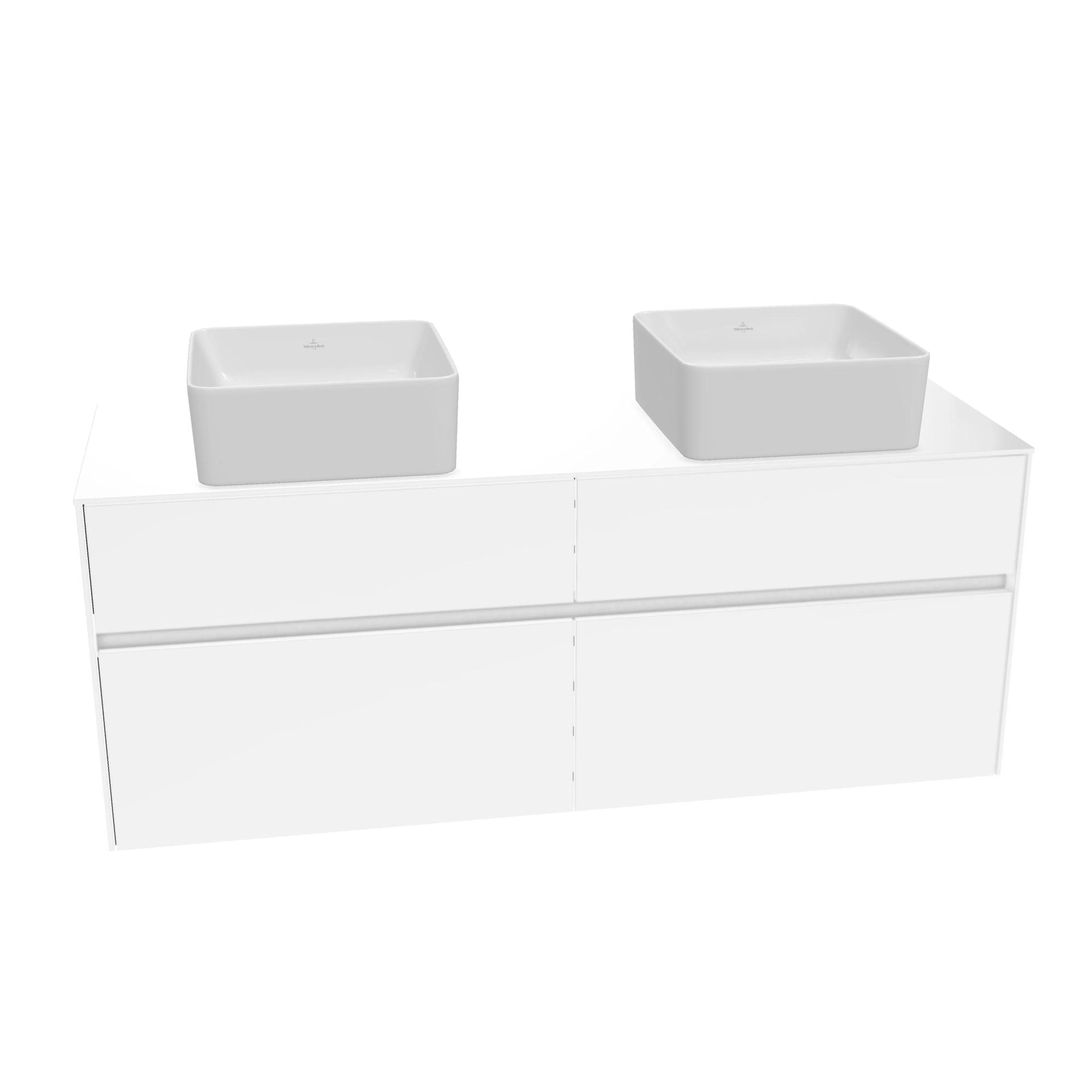 Tvättställsskåp Villeroy & Boch Collaro C04800DH Vit Högblank B: 1400 mm För Två Tvättställ utan Belysning