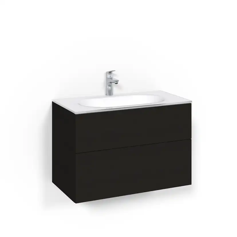 Tvättställsskåp Macro Design Crown Push Open Med Glastvättställ