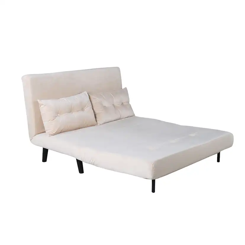 Vicky Folding Bed Double - Black / Beige Velvet Beige