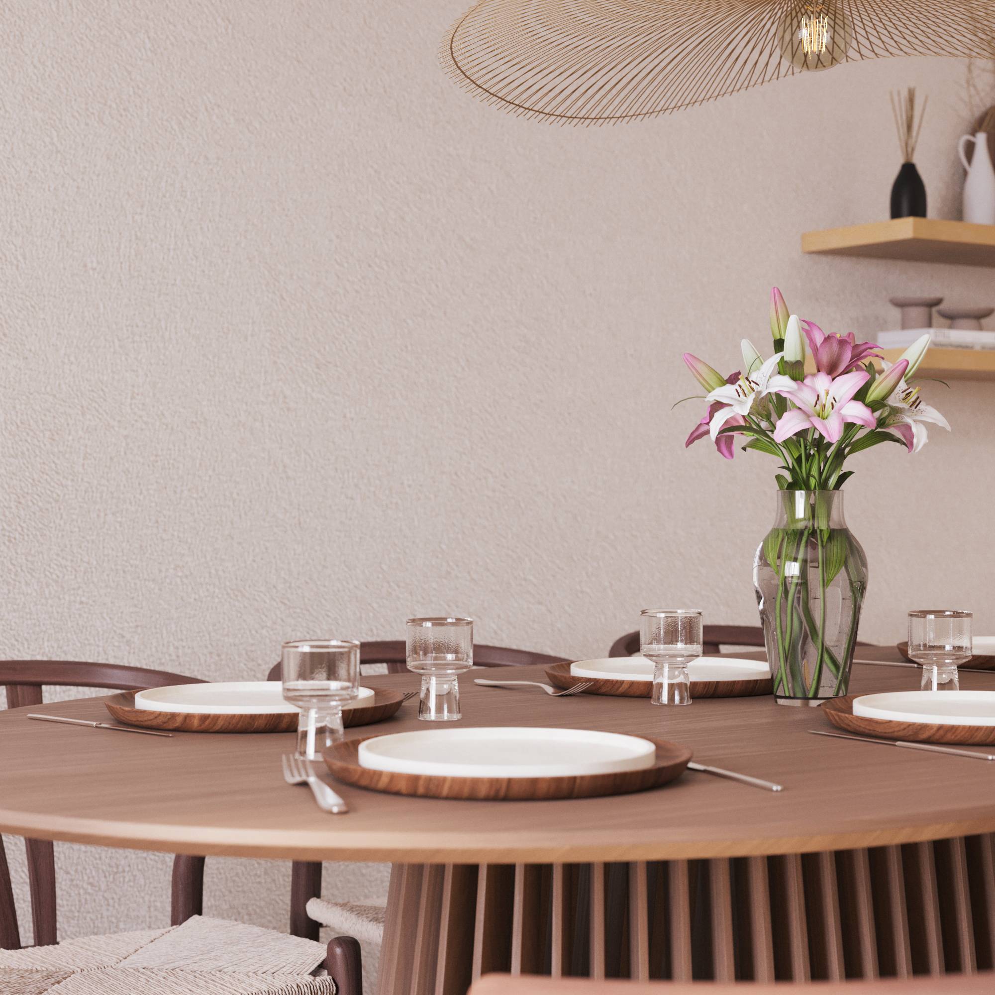 Matgrupp Bark Peyra Ovalt Matbord 200 cm med 6 Dastoori Matstol